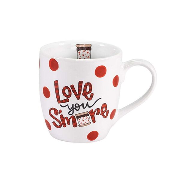 Love You S'more Ceramic Red Polka Dot Coffee Mug Valentines Day - Picture 1 of 4